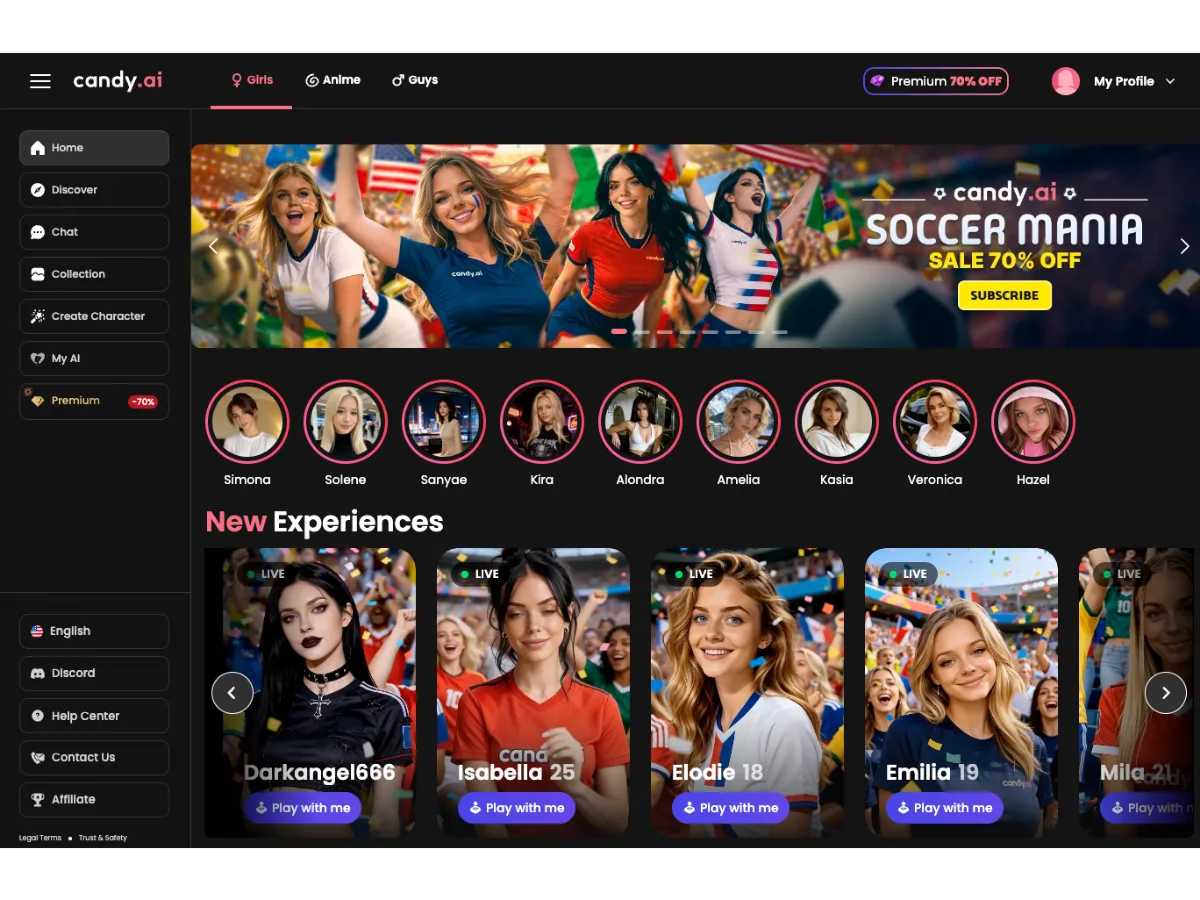 Candy AI homepage