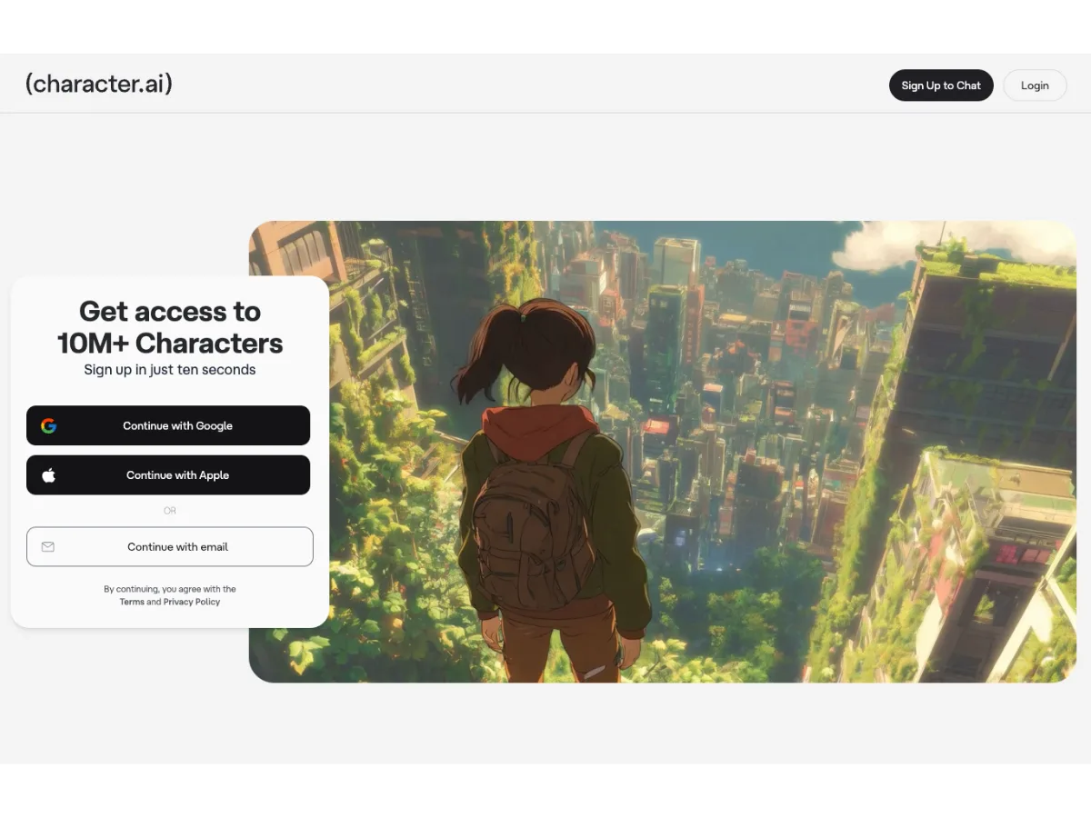 Character.AI homepage