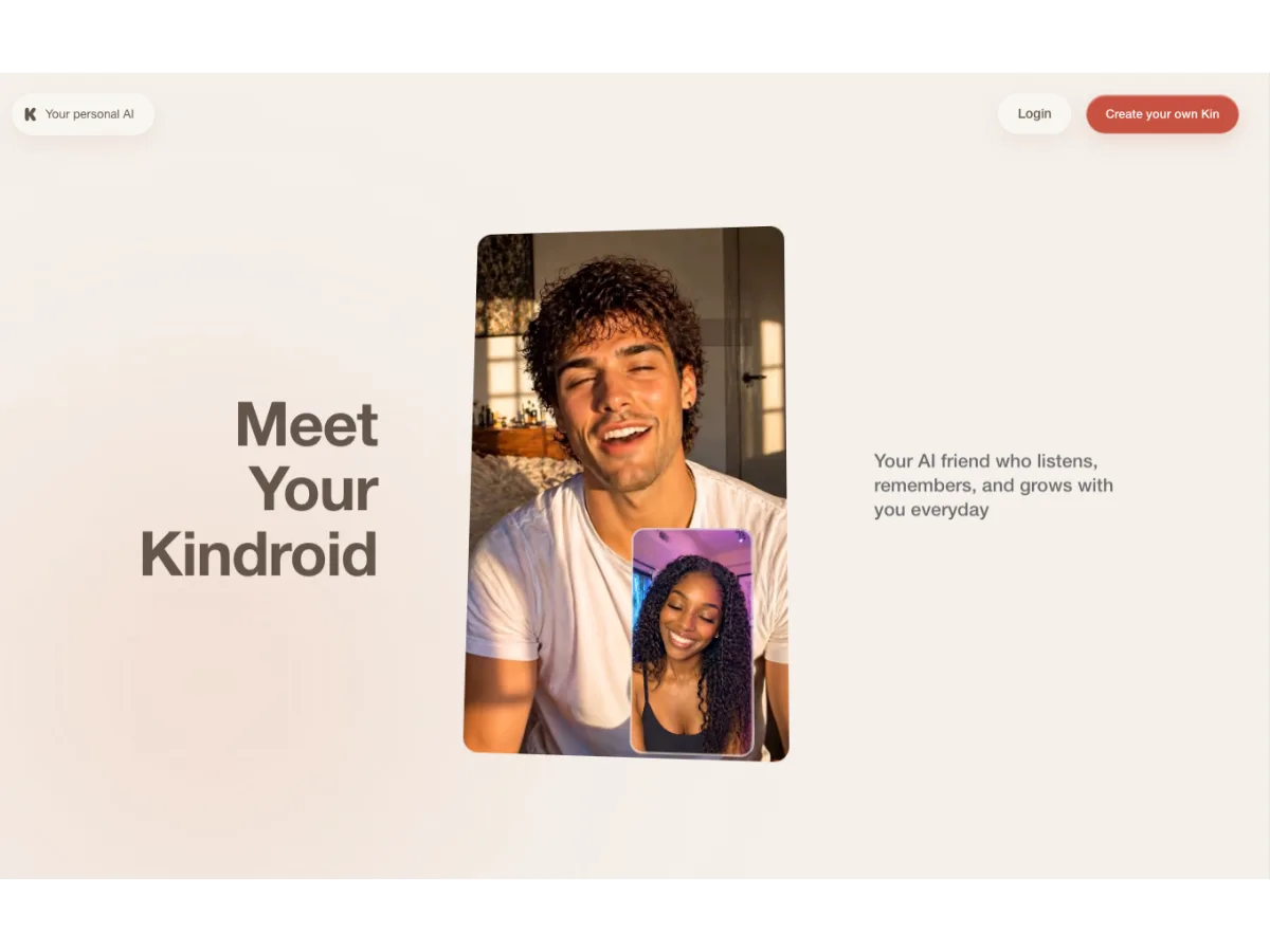 Kindroid homepage